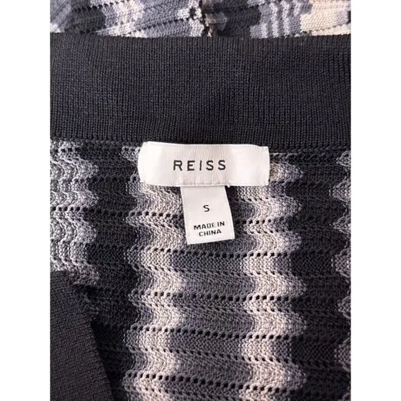 REISS Knit Shirt Small Mens Gibbon Chevron Cuban Camp Collar Resort Button Down - Picture 7 of 9